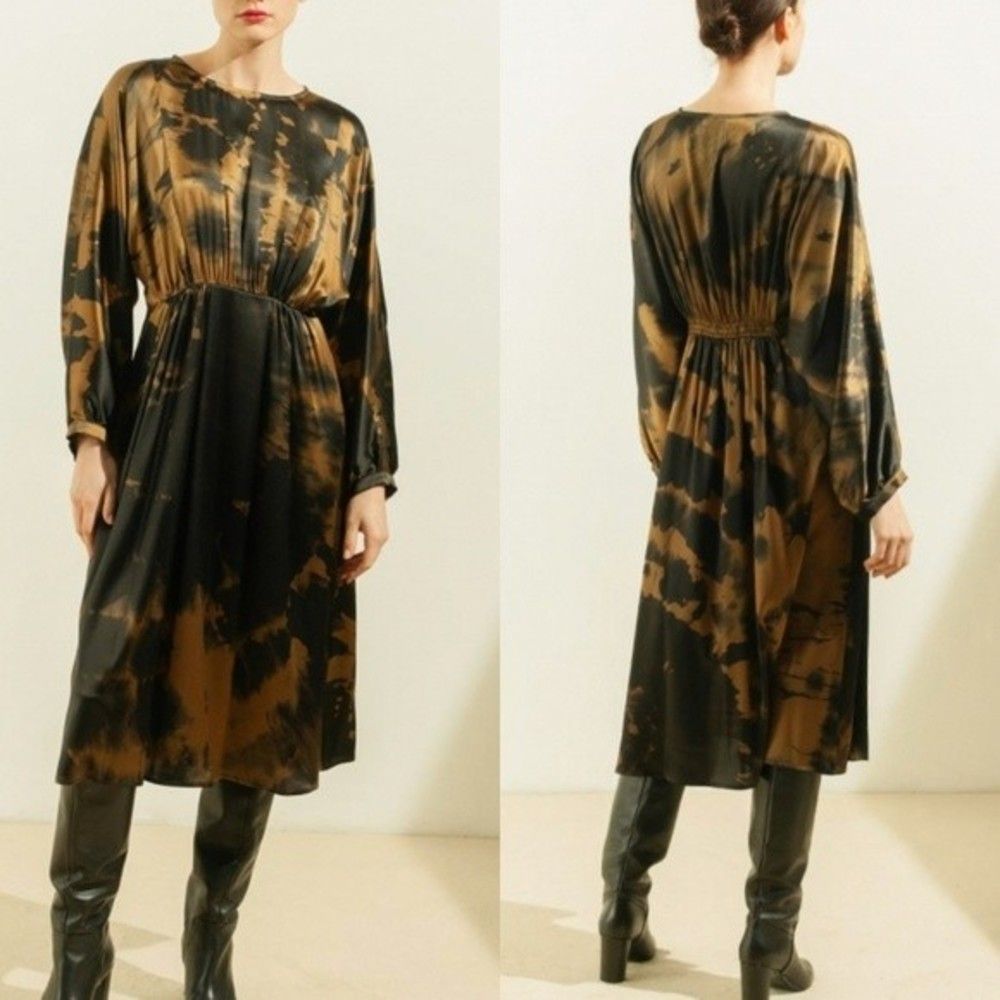 Anthropologie Tina|Jo Tie Dye Printed Maxi Dress Colour: Militare/Nero